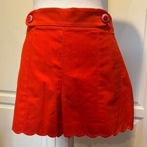 Anthropologie Orange Scalloped Hem Shorts